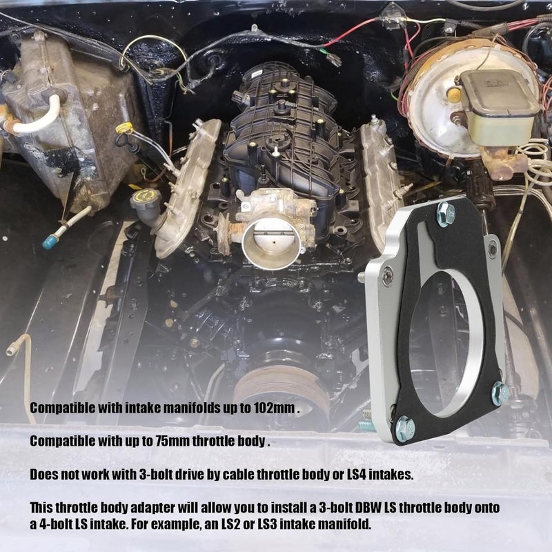 Eiahonen LS Drive By Wire Throttle Body Adapter Kit Compatible with LS3 4 Bolt Intake to LS1 3 Bolt TB DBW LS2 LH6 L92 L76 LY2 LY5 LY6 LC9 LFA LH8 LMG L98 L9H L20 L94 LZ1 L99 L96 LC8 L77 551567 - Image 5